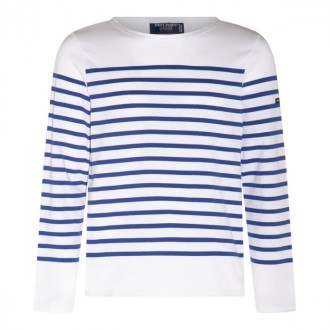 Saint James - Blue And White Stripes Cotton Sailor Naval Jumper