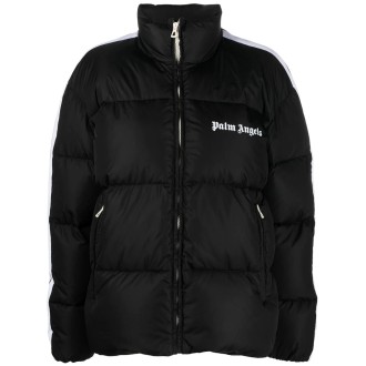 PALM ANGELS Piumino Nero Con Logo e Strisce a Contrasto