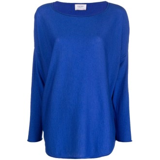 SNOBBY SHEEP maglia blu royal in seta e cashmere con spalla scesa