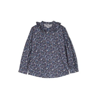 il gufo m/l shirt flowers and ruffle collar