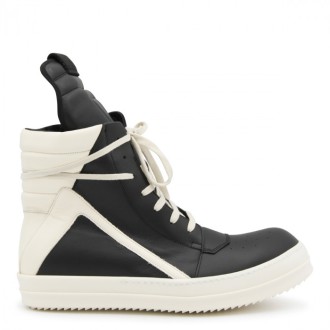 Rick Owens - Black And White Leather Edfu Geobasket Sneakers