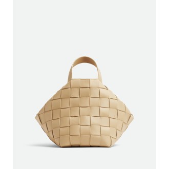 BOTTEGA VENETA Borsa media in pelle d'agnello beige porridge 