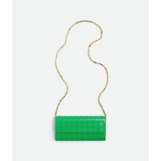 BOTTEGA VENETA Portafoglio in pelle Parakeet con catena in pelle di vitello Intrecciato