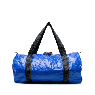GOLDEN GOOSE borsone da viaggio in pvc blu stropicciato con due manici neri