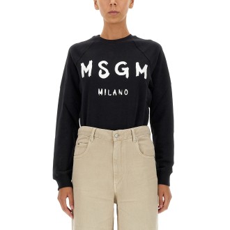 msgm sweatshirt with brushed logo print