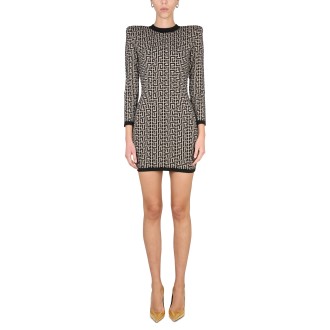 balmain monogram logo dress