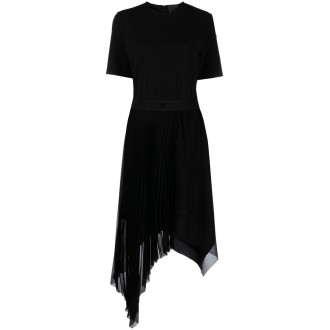 Givenchy Jersey And Georgette Pleated Midi Dress