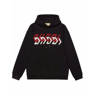 Gucci Hoodie With `Gucci` Mirror Print