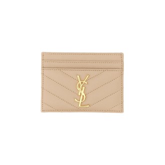 saint laurent monogram logo card holder