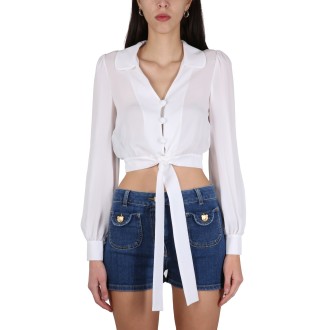 moschino silk cropped blouse