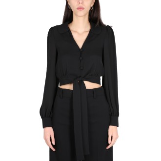 moschino silk cropped blouse