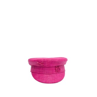 Ruslan Baginskiy Monogram-Embellished Straw `Baker Boy` Cap