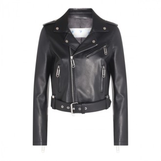 Off-white - Black Leather Blend Biker Jacket
