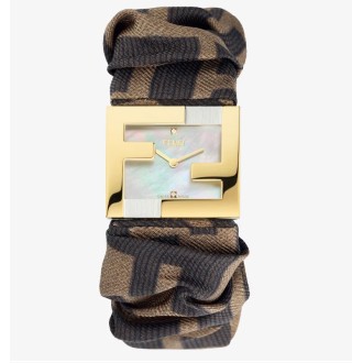 FENDI Orologio rettangolare in oro lucido e argento 