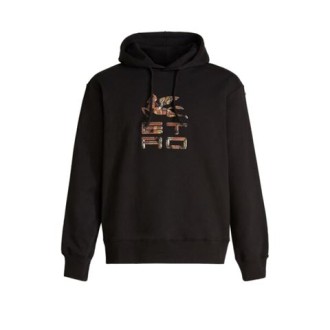 Felpa di Etro da uomo, colore nero. Modello con cappuccio e maniche lunghe. Tinta unita. Polsini e fondo a costine elastiche. Caratterizzato da logo ETRO CUBE. Vestibilità regolare. 