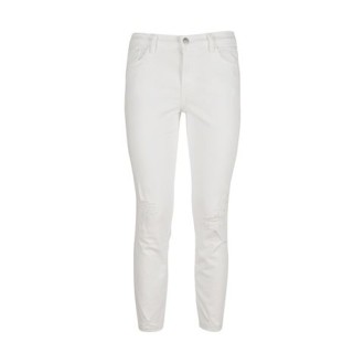 Jeans modello capri, super skinny, orlo grezzo. Cinque tasche, passanti in vita per cintura. Chiusura con zip e bottone.made in USA 