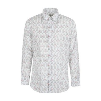 Camicia di Etro, da uomo, colore bianco. Realizzata  in cotone. Colletto classico, maniche lunghe e chiusura con bottoni. Impreziosita da una stampa con disegni di mini fenicotteri. Vestibilità slim. 