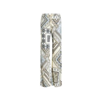 Pantalone di Etro, da donna, colore bianco e azzurro. Modello jogging a palazzo, realizzato in viscosa. Caratterizzato da una stampa patchwork con motivi foulard, disegni floreali e Paisley. Tasche frontali all'americana.  Elastico in vita con c