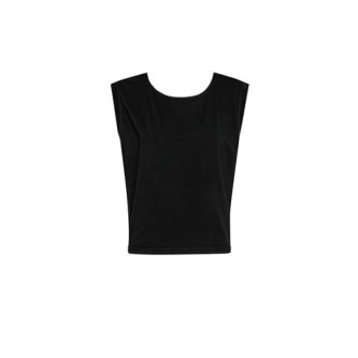 Top di Forte_Forte, da donna, colore nero. Senza maniche con spalla larga e girocollo. Tinta unita. Scollo schiena. Vestibilità regolare. 
