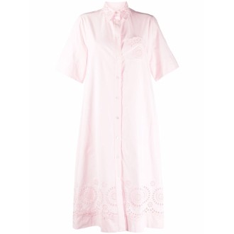 P.A.R.O.S.H. Abito chemisier midi rosa pallido in sangallo di cotone