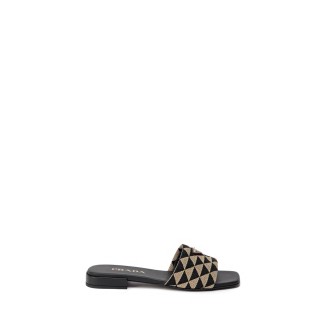 Prada Embroidered Fabric Slides