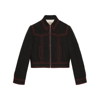 Gucci Viscose Canvas Bomber Jacket
