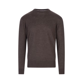 BRAMANI CASHMERE Pullover a Girocollo Uomo In Cashmere Caffe'