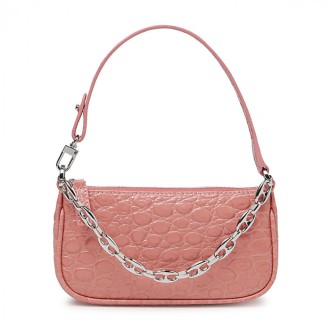 By Far - Salmon Leather Mini Rachel Shoulder Bag