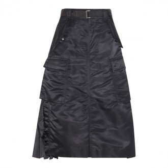 Sacai - Black Nylon Long Skirt