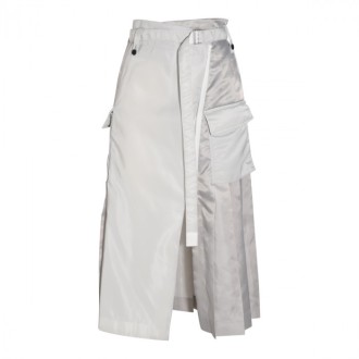 Sacai - Light Grey Nylon Twill Skirt