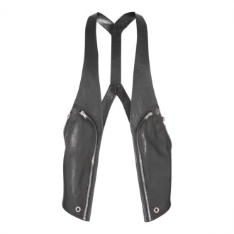 Rick Owens - Black Leather Bauhaus Gilet