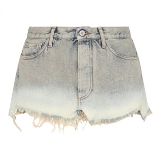 Off-white - Light Blue Cotton Denim Laudry Shorts