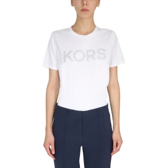 michael by michael kors t-shirt with studded logo