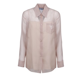 Prada Semi-Transparent Striped Silk Shirt 40