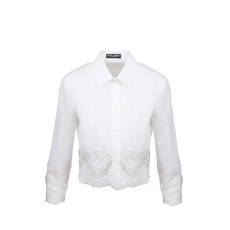 Dolce & Gabbana Lace Inserts Cotton Crop Shirt 42