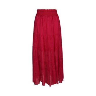 Gonna EDDA, di Hale Bob, da donna, colore rosa. Realizzata in Rayon Georgette lavato. Modello lungo con fodera corta. Vita ricamata a punto smock e gonna voluminosa. Vestibilità morbida. 