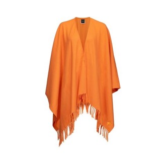 Mantella SEGUNDA, di Pinko, da donna, colore arancione. Modello con frange sul fondo. Tinta unita. Vestibilità over. 