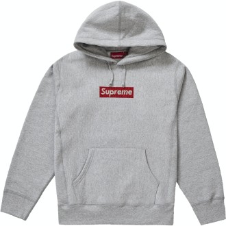 Supreme Swarovski Box Logo Hooded Sweatshirt Heather Grey