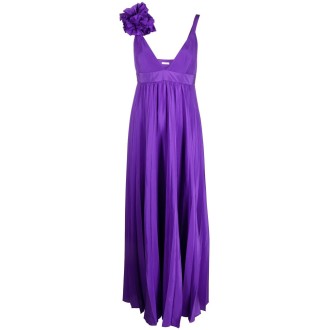 P.A.R.O.S.H. abito viola con scollo a V con applicazioni floreali