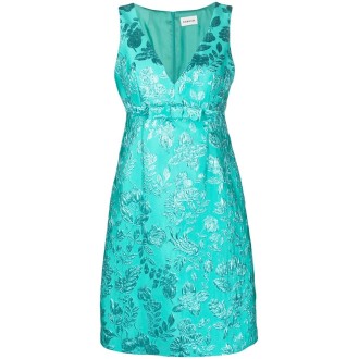P.A.R.O.S.H. miniabito smanicato con ricami floreali verde menta con fiocco