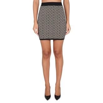 balmain monogram skirt
