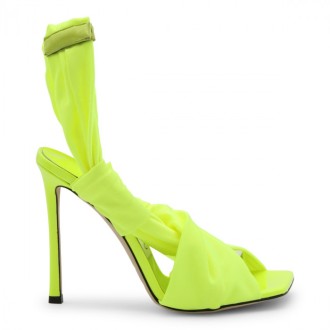 Jimmy Choo - Green Neon Apple Leather Glossy Jersey Sandals