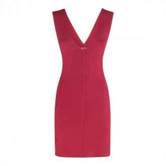 Rick Owens - Fuchsia Stretch V Neck Dress