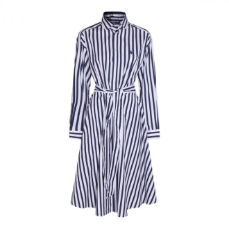 Polo Ralph Lauren - Navy Blue And White Cotton Shirt Dress