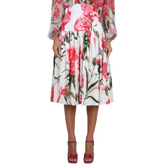 dolce & gabbana carnation print longuette skirt