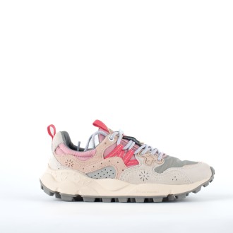 Sneakers in pelle scamosciata patchwork grigia e rosa