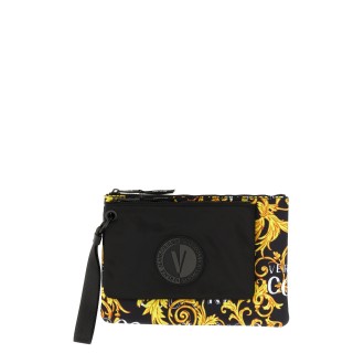 versace jeans couture clutch with baroque print