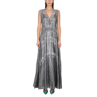 alberta ferretti laminated chiffon dress