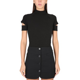 helmut lang crop top with cut-out details