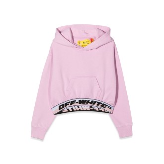 off-white logo band hoodie crop